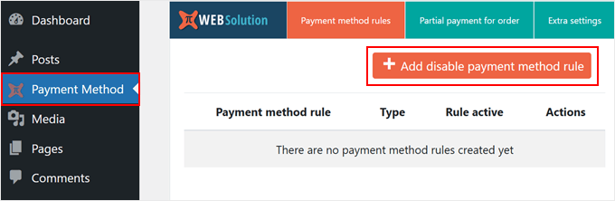 Adding a rule to disable payment method in WooCommerce