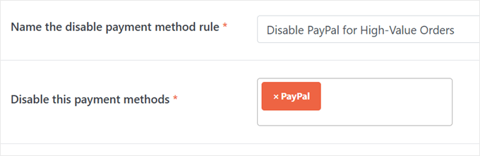 Disabling PayPal for high-value orders