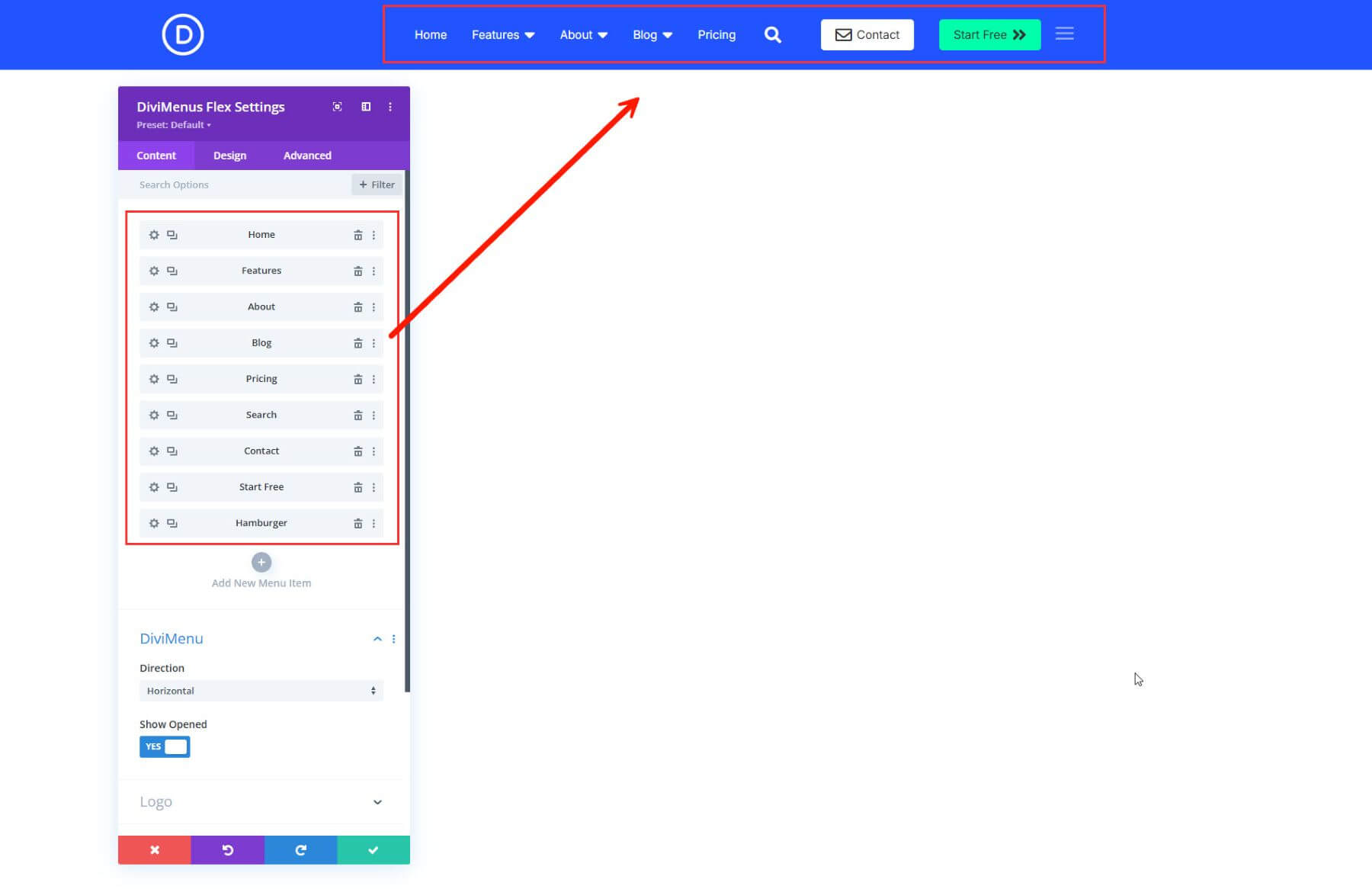 DiviMenus Flex Settings Overview