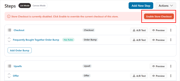 Enabling store checkout in FunnelKit