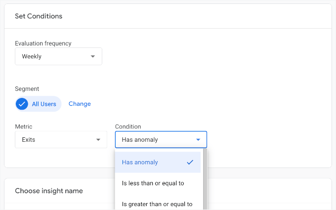 Setting up custom insights conditions