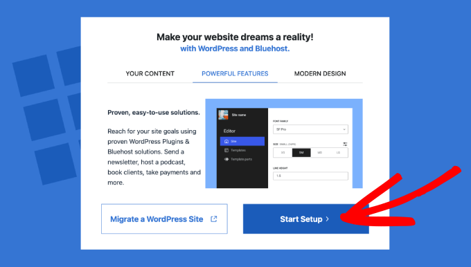 Setting up a WordPress website using Bluehost