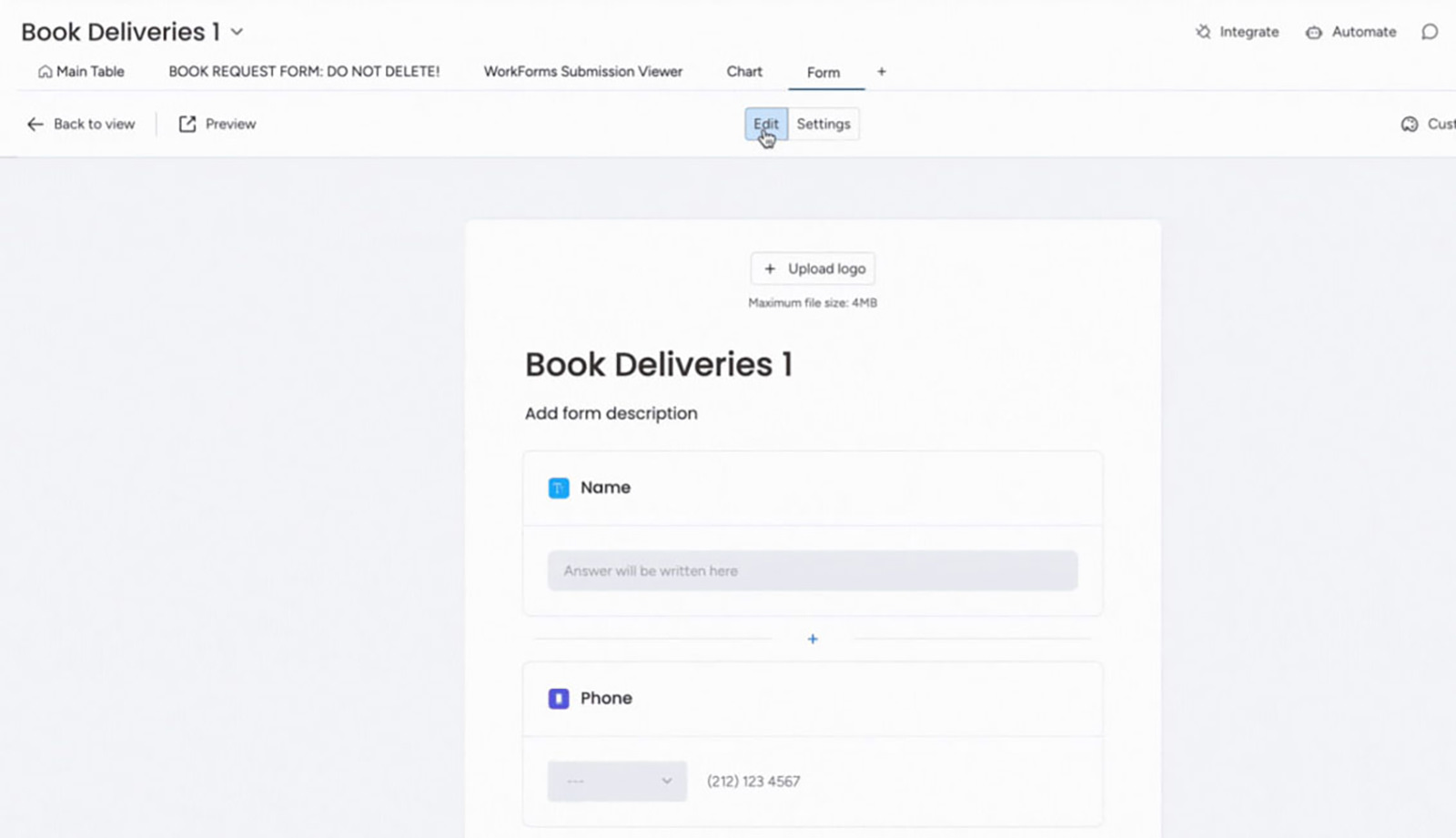 Monday.com WorkForm