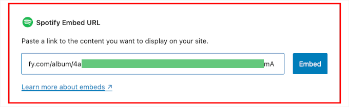 The Spotify Embed block
