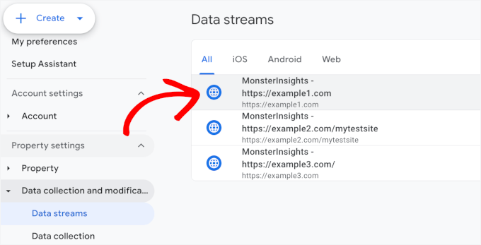 List of data streams