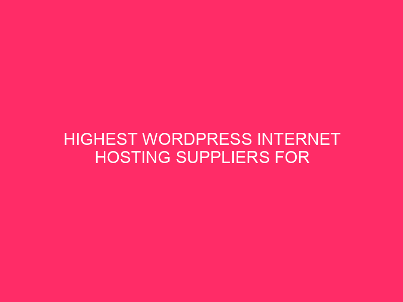 Highest WordPress Internet hosting Suppliers For Small Companies: Release Your Trade…