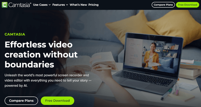 Camtasia's homepage