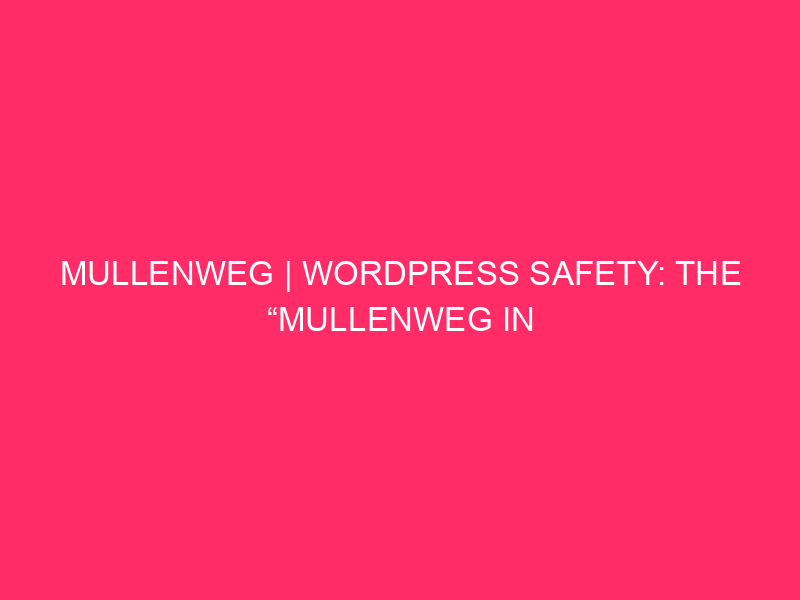 Mullenweg | WordPress Safety: The “Mullenweg In Illinois” Danger And…