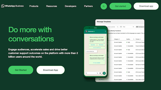 The WhatsApp Business website