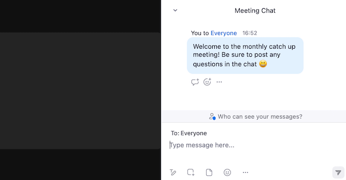 Zoom's text chat features 