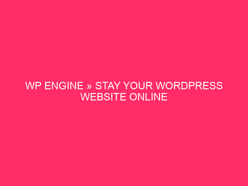 WP Engine » Stay Your WordPress Website online Protected: Figuring out WP…