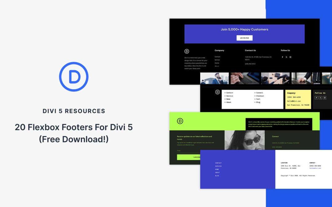20 Flexbox Footers For Divi 5 (Free Download!)