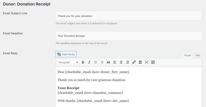 How to create personalized and dynamic emails using WP Charitable