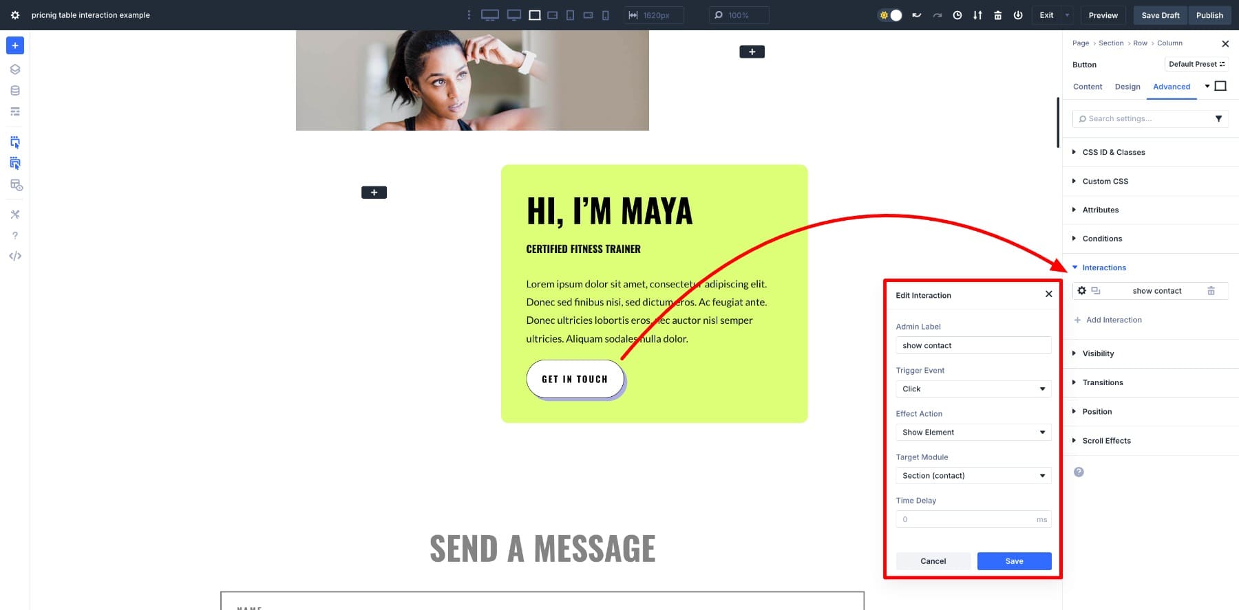show contact section
