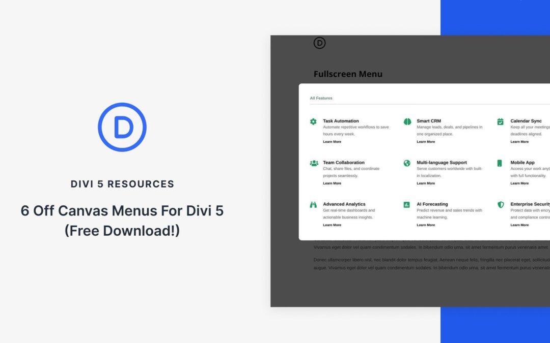 6 Off Canvas Menus For Divi 5 (Free Download!)