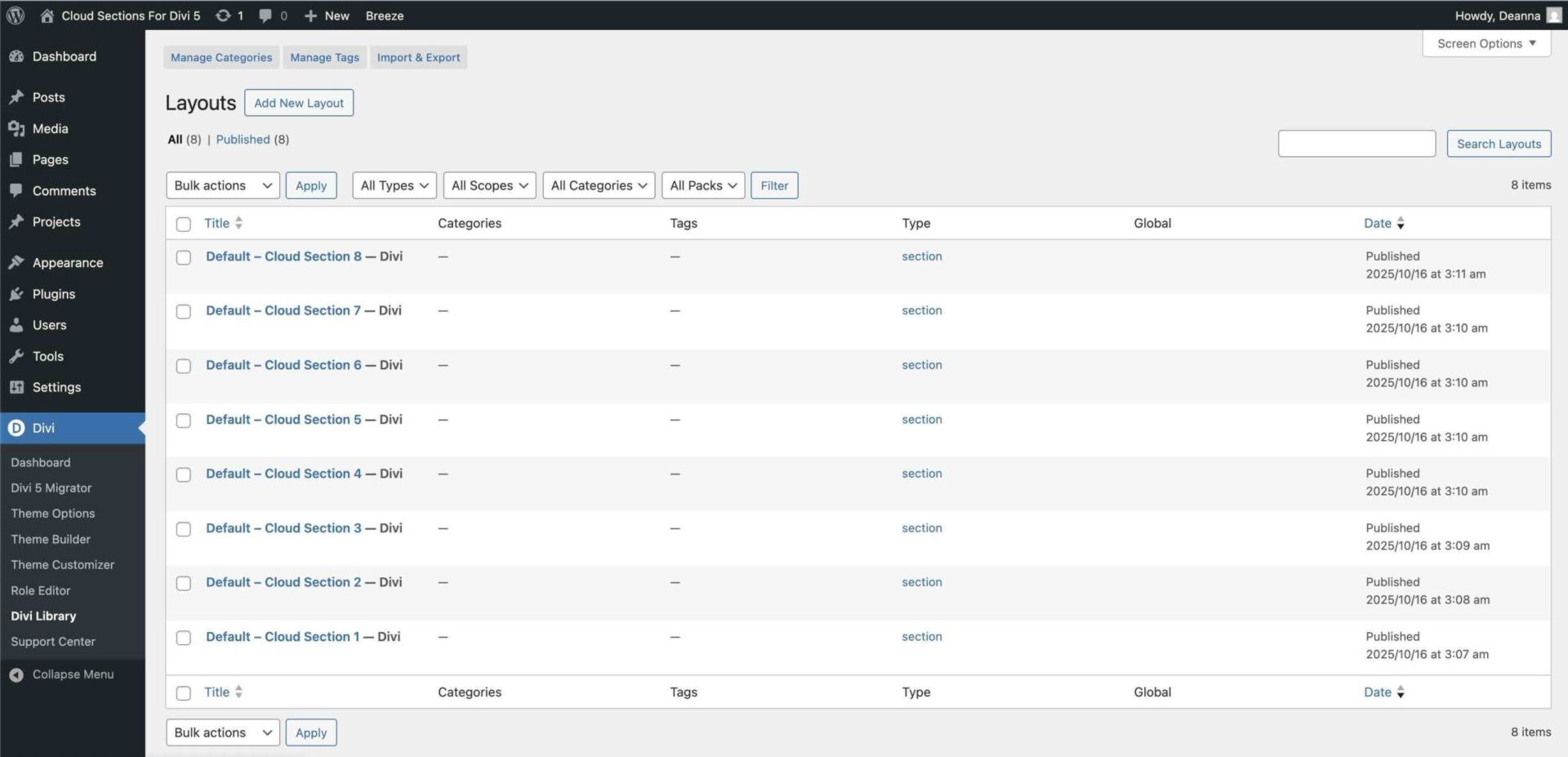 Cloud Sections For Divi 5