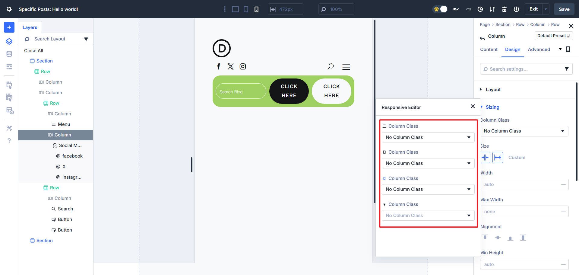 Should have used the responsive editor in divi