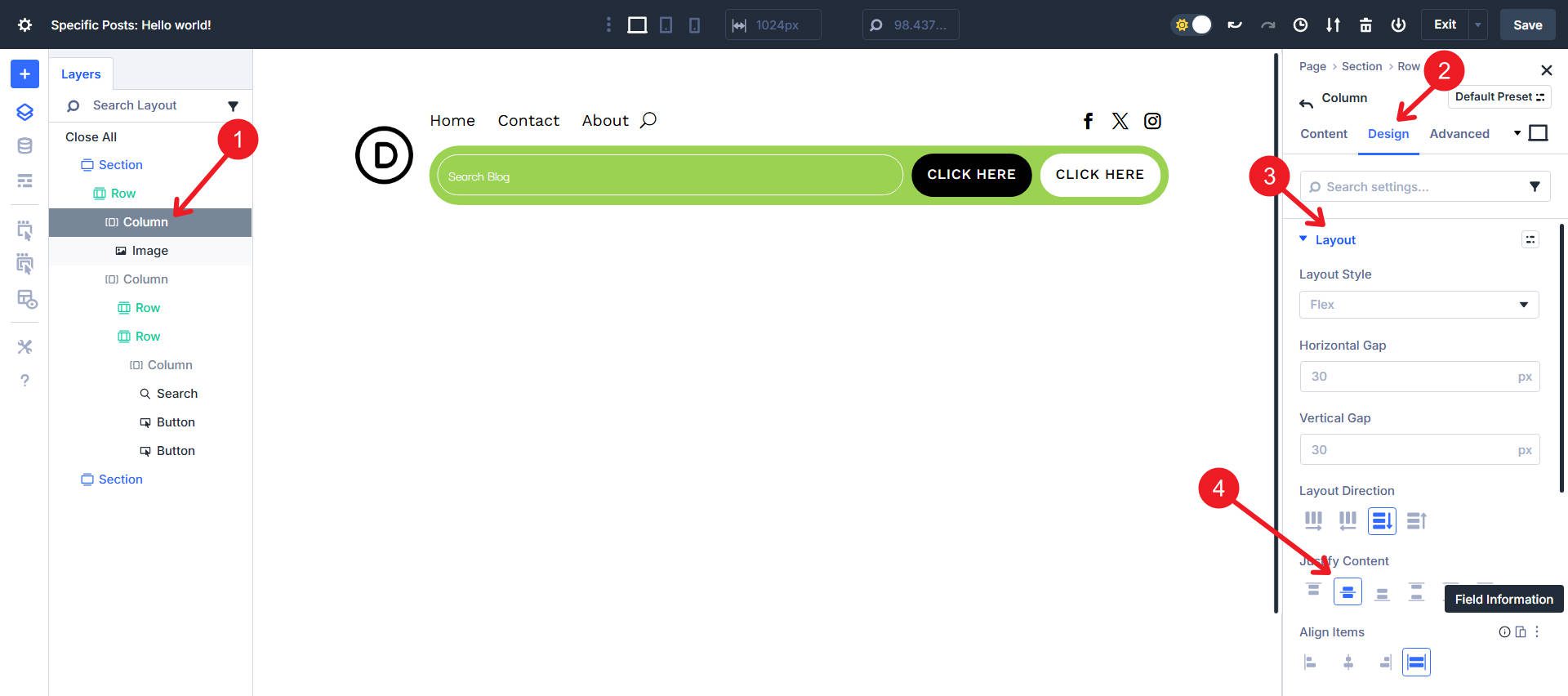 Vertically center logo image using column justify content