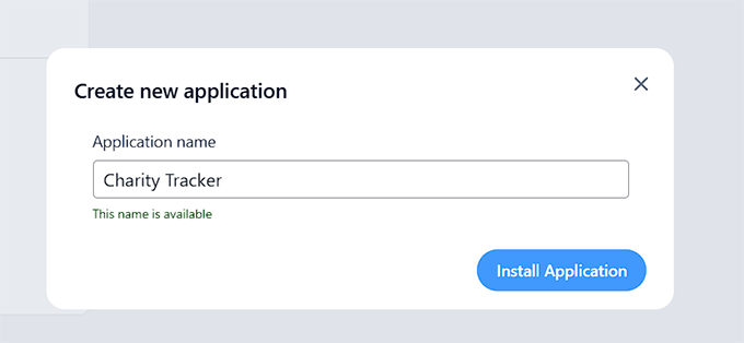 Add a name for your application in Formidable Forms
