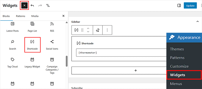 Add the shortcode to display your fundraising thermometer