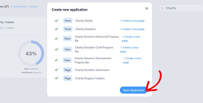 Click the Open Application button in Formidable Forms