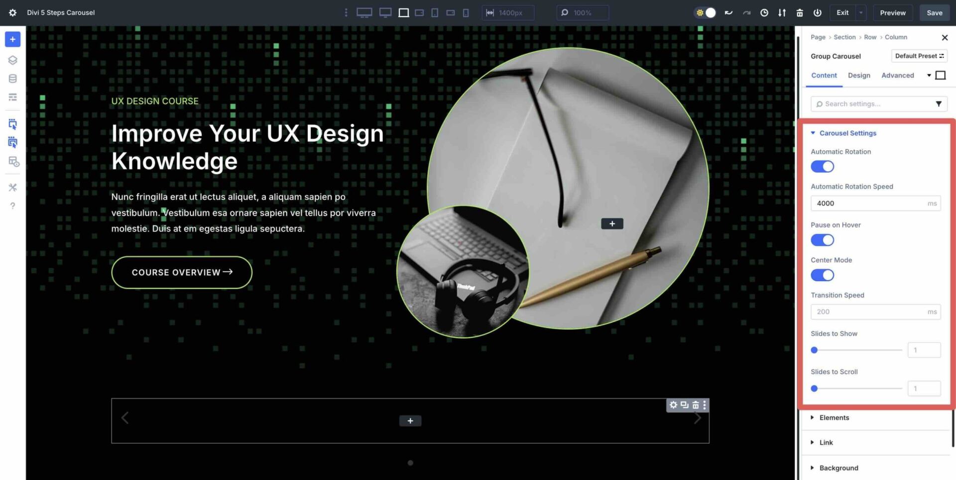 Steps Carousel with Divi 5