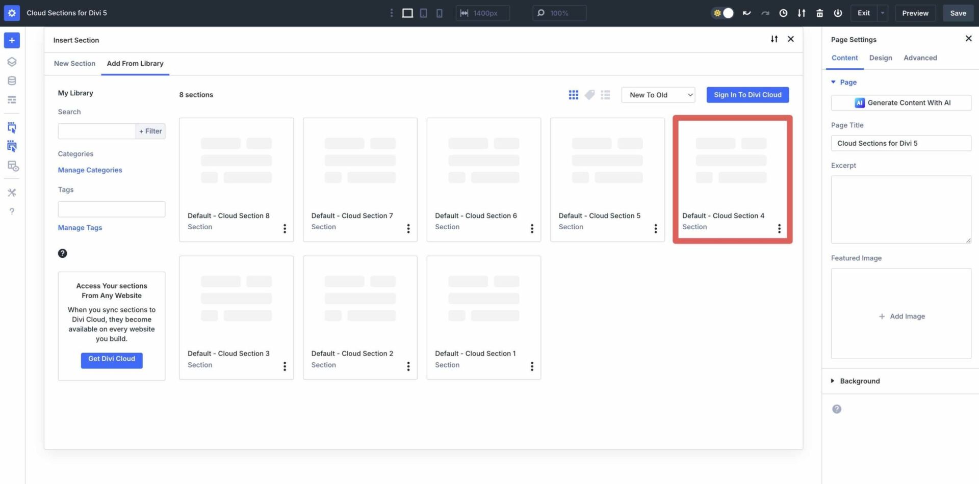 Cloud Sections For Divi 5
