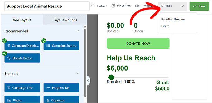 Make your fundraising campaign live in Charitable