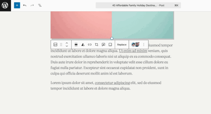 Animation showing how to reveal a hidden block