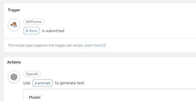 Uncanny Automator using WPForms and OpenAI 
