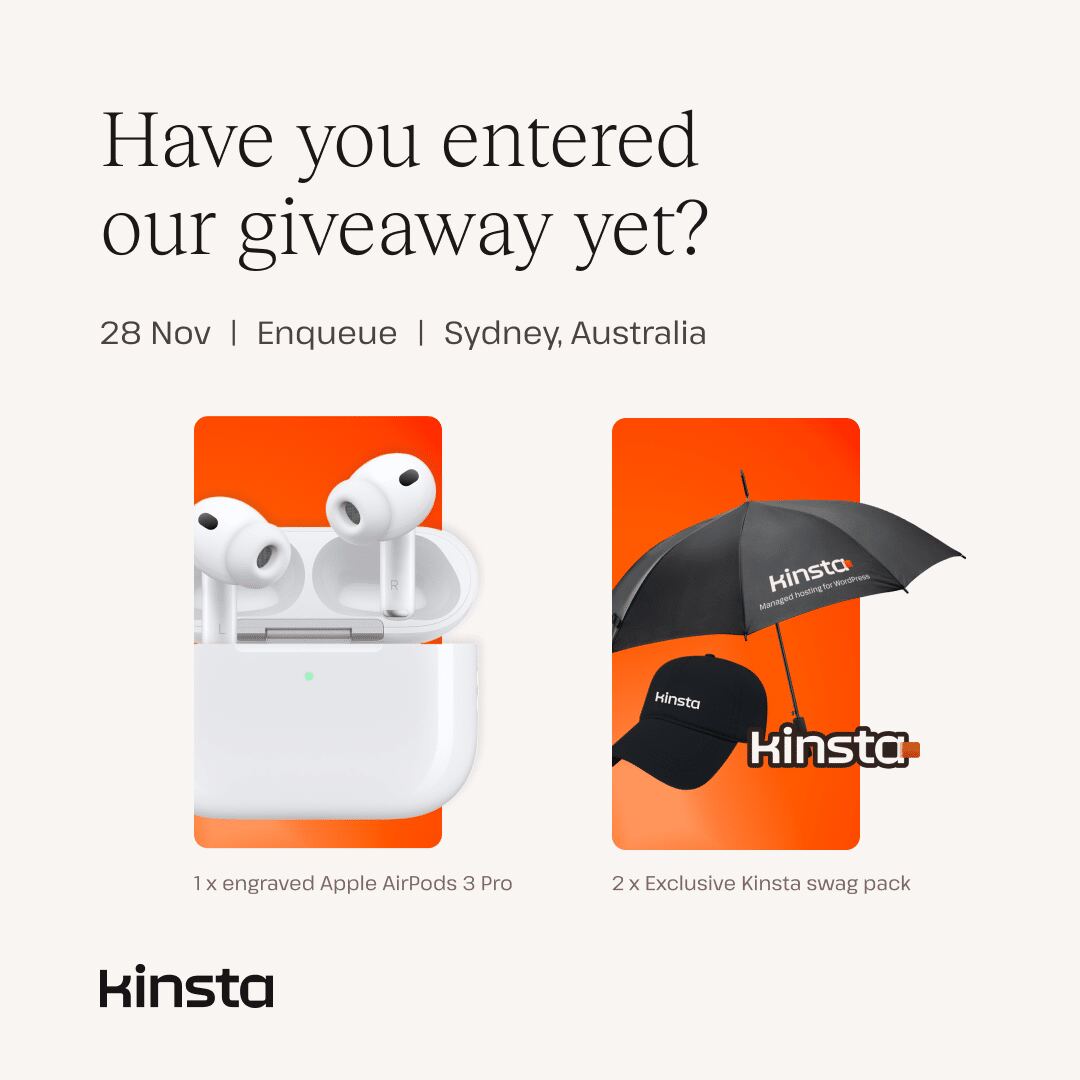 Kinsta giveaway at Enqueue