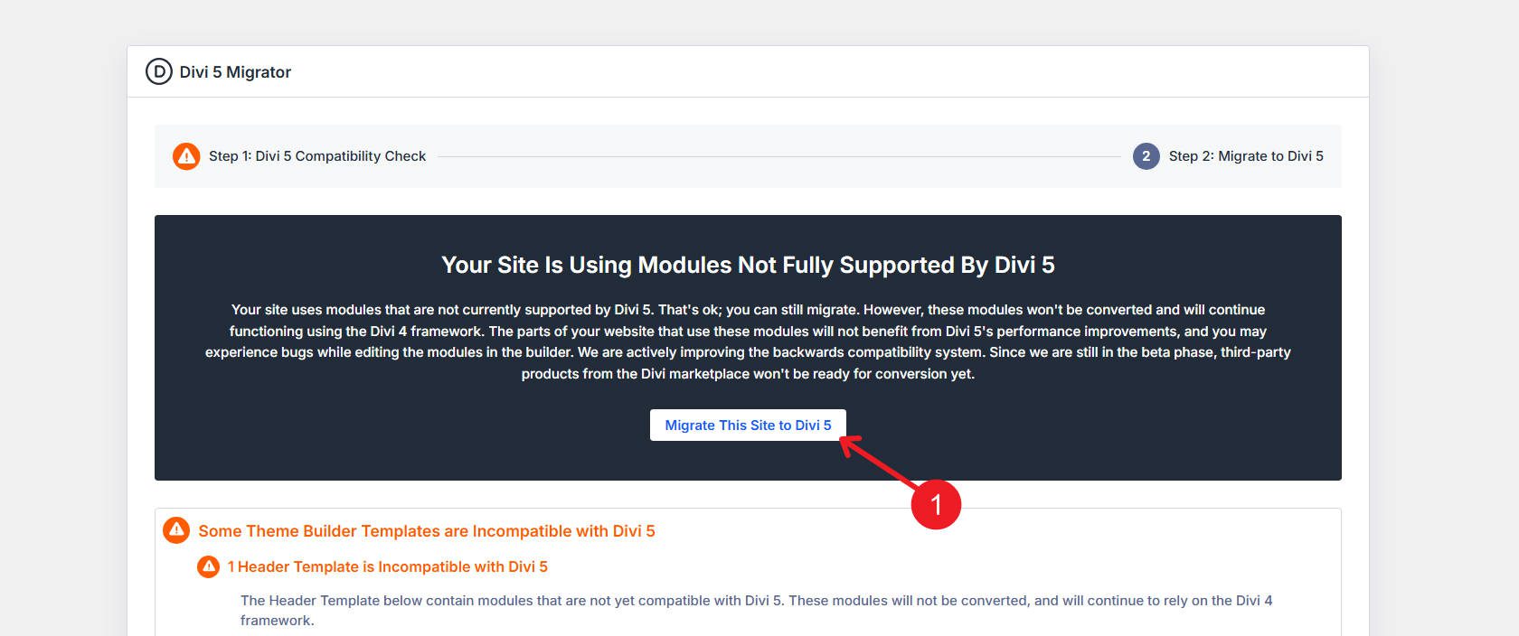 Migrate Anyway to get Divi 5 and backward compatibility framework for unsupported d4 modules