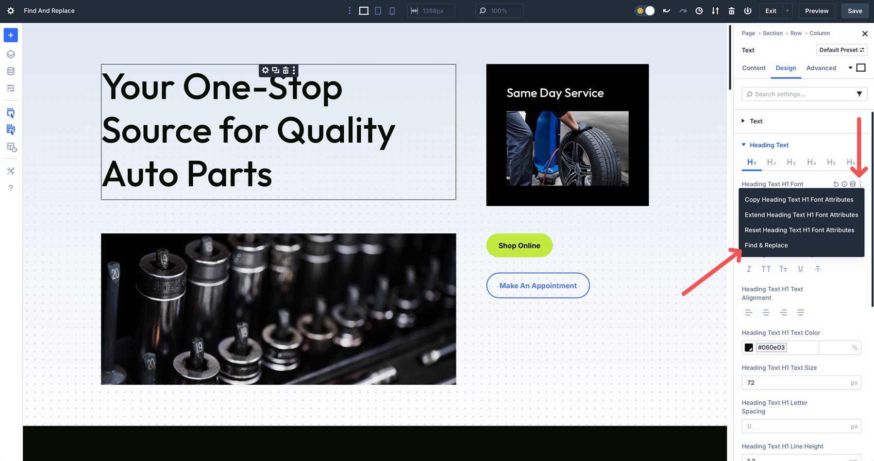Find and Replace in Divi 5