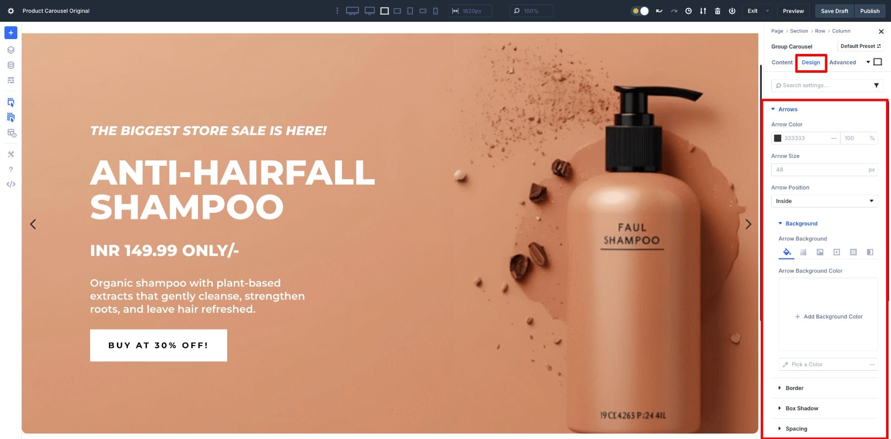 customize arrows in carousel