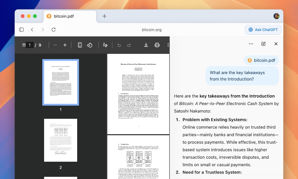 Atlas summarizing Bitcoin whitepaper