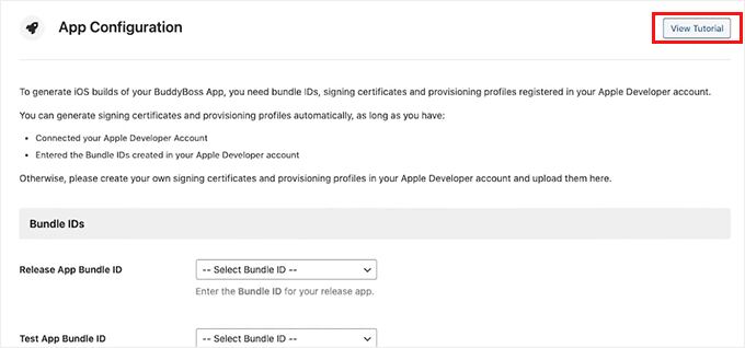 Configure app bundle ID in BuddyBoss