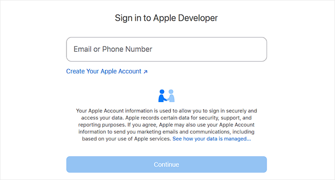 Create Apple Developer account