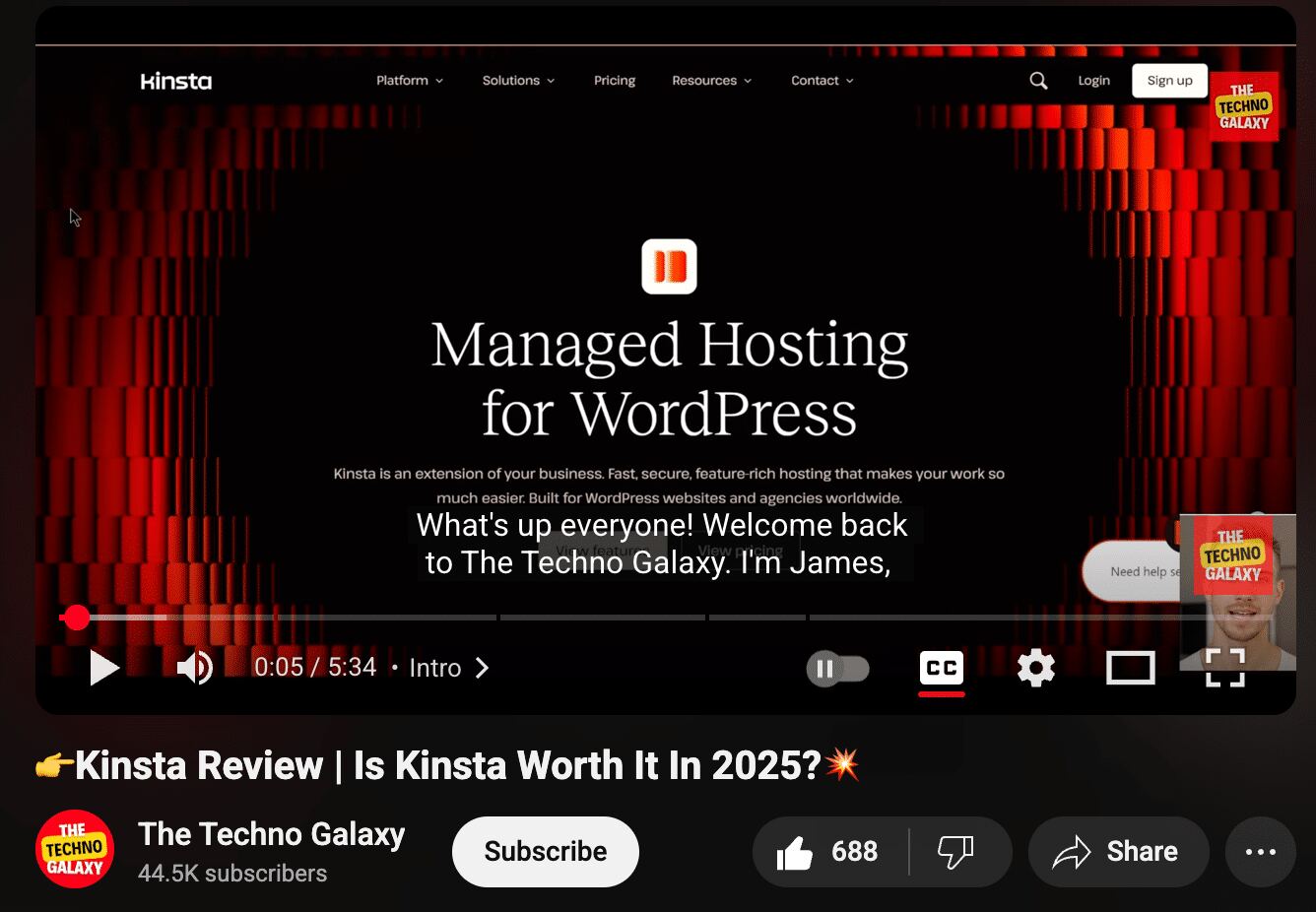 Kinsta video review by The Techno Galaxy