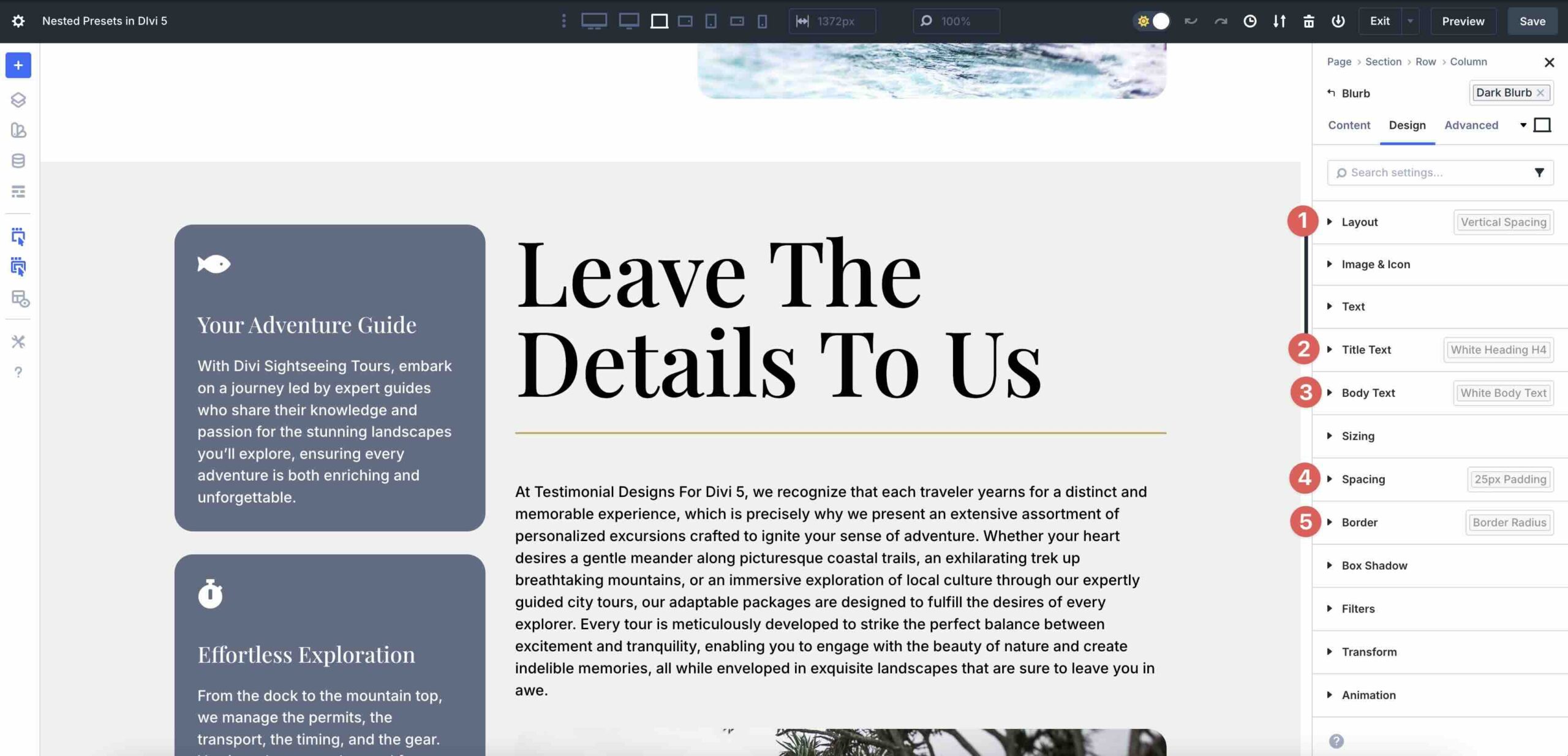Nested Presets in Divi 5