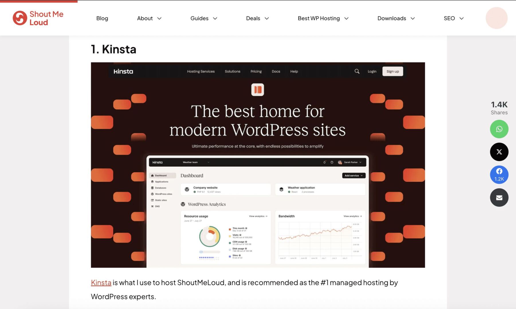 ShoutMeLoud recommends Kinsta as #1 managed hosting for WordPress