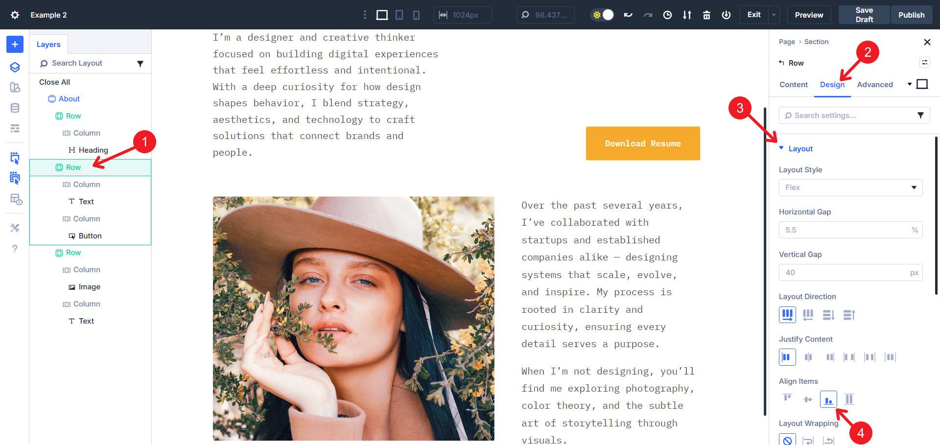 2nd inner row set to align items end