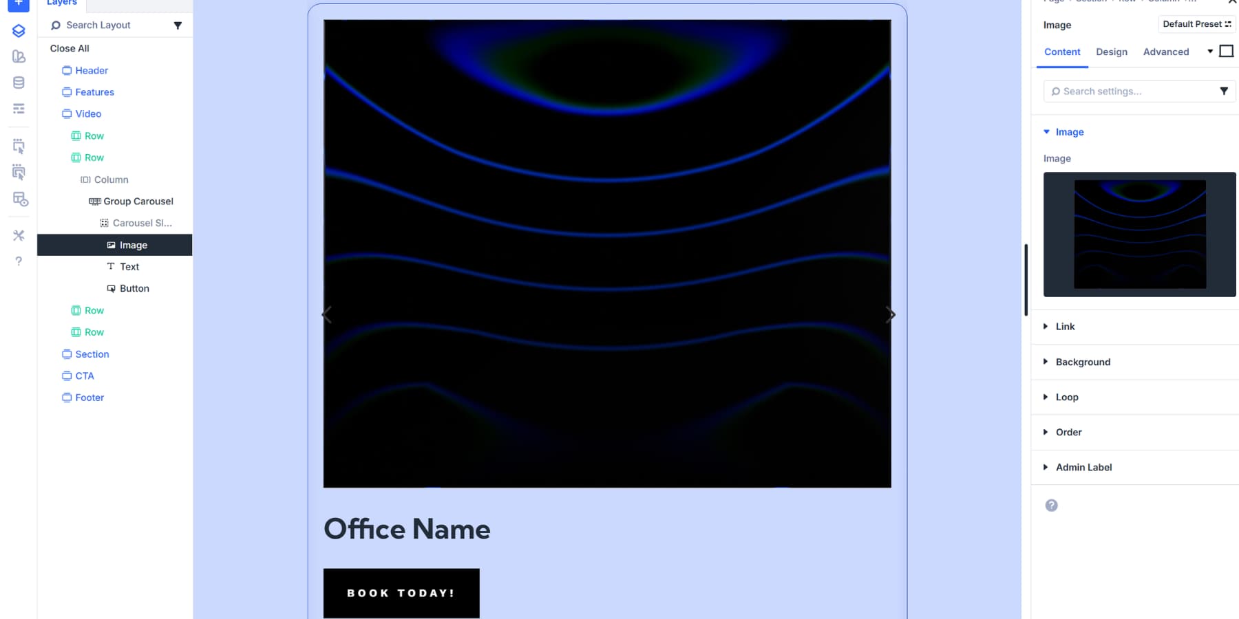 A screenshot of an example loop designed inside a carousel