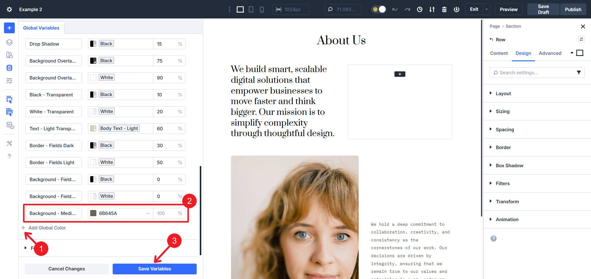 Add a new design variable color for background medium