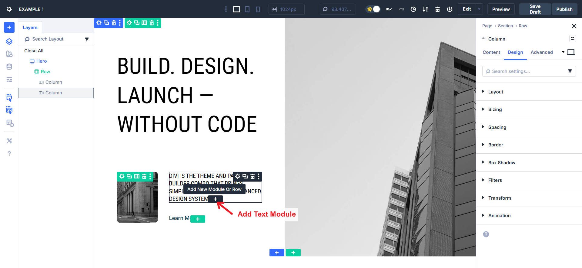 Add text module, copy content to it, and delete the heading module