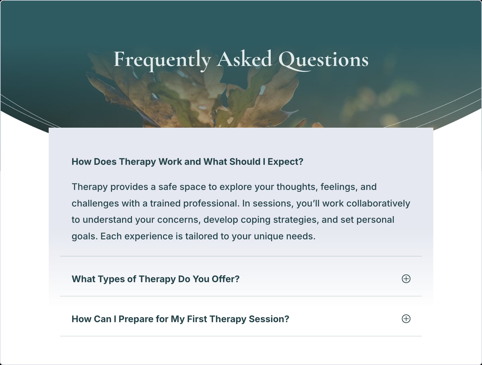 An example of an FAQ section