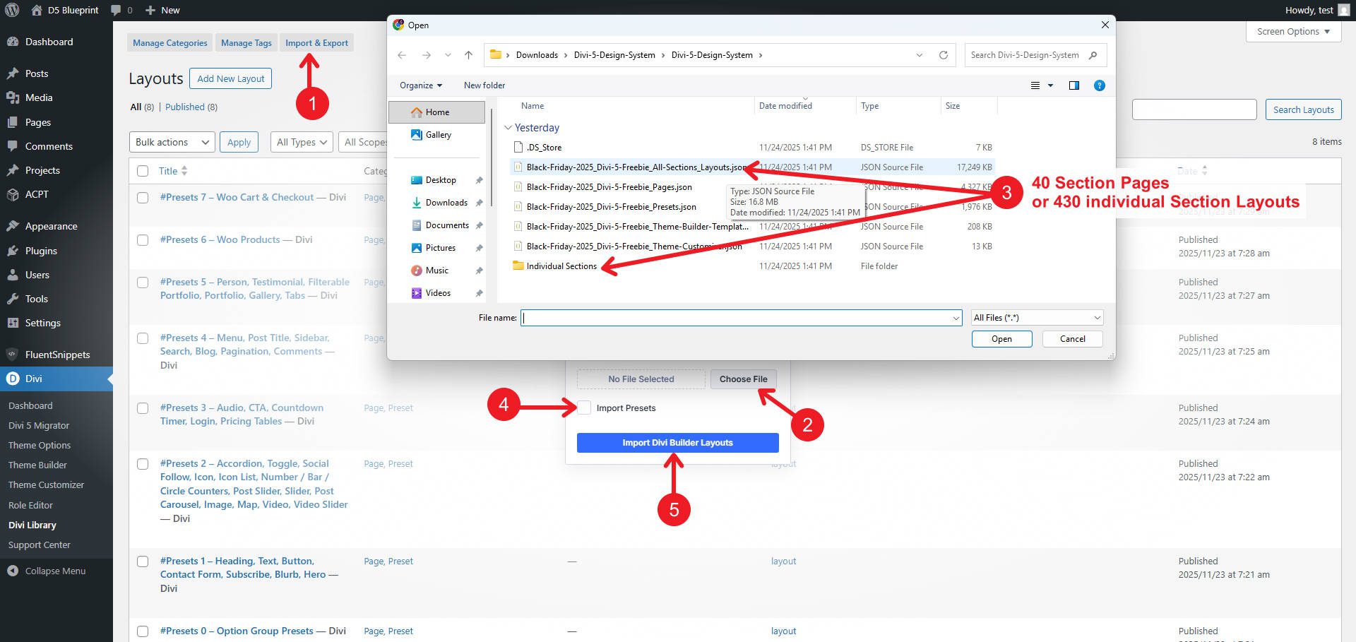 Download Section Layouts Individually or Grouped