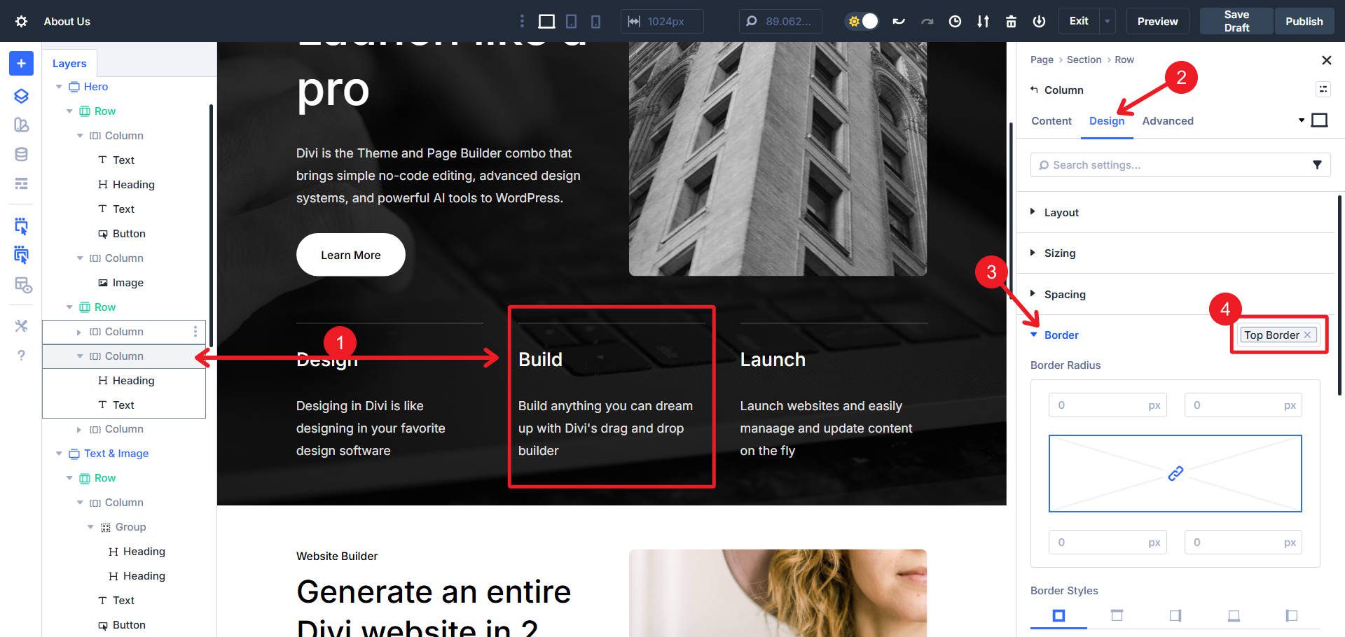 Example of an Option Group Preset in Divi 5 Design System