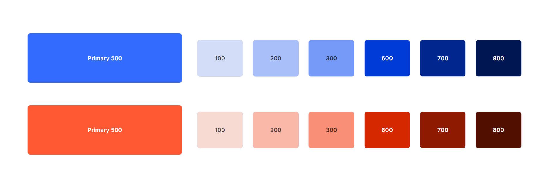 Examples of Color Shades and Variants Off Primary