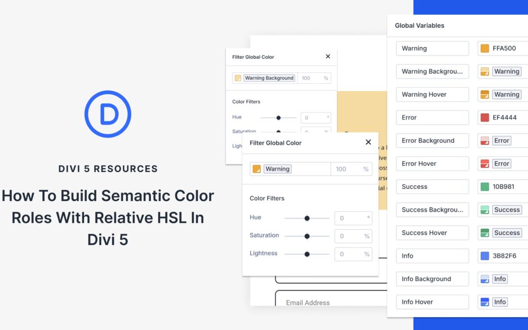 How To Build Semantic Color Roles With Relative HSL In Divi 5 (Primary/Info/Warning)