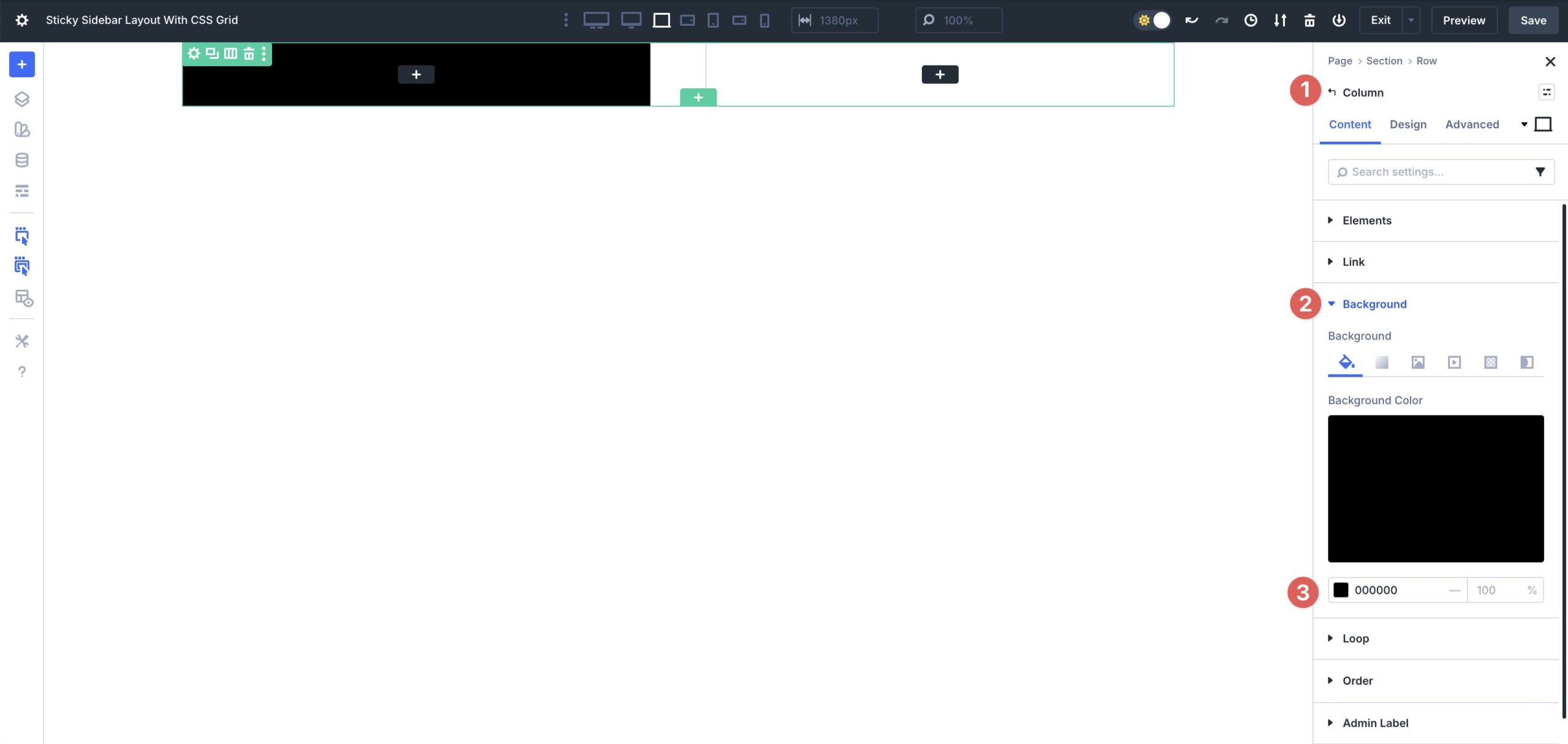 add a background color in Divi 5